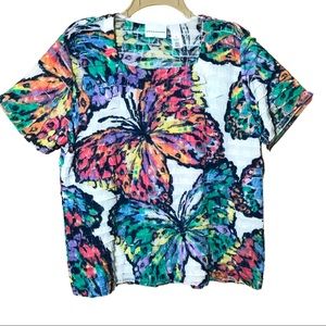 Alfred Dunner ruffled butterfly blouse size M NWT